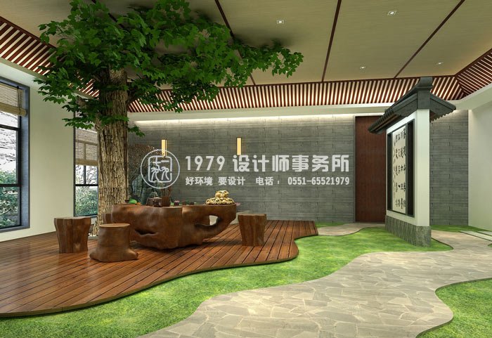 書法培訓(xùn)機構(gòu)飲茶區(qū)裝修設(shè)計案例效果圖